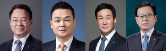 왼쪽부터 이석태 우리은행 국내영업부문장, 강신국 우리은행 기업투자금융부문장, 박완식 우리카드 대표, 조병규 우리금융캐피탈 대표.